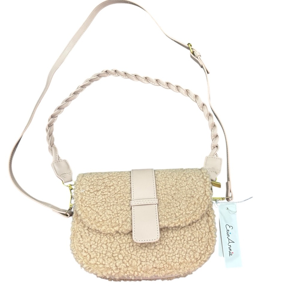 Women Fleece Lamb Wool Shoulder Bag Patchwork Fluffy Underarm Bag Messenger Bag
